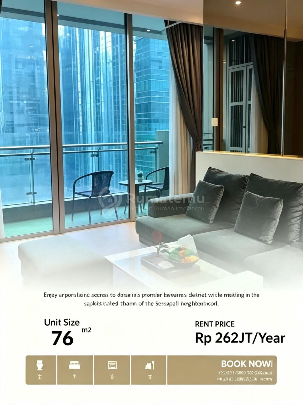 Disewakan Residence 8 Senopati 1Br, High Floor, City View