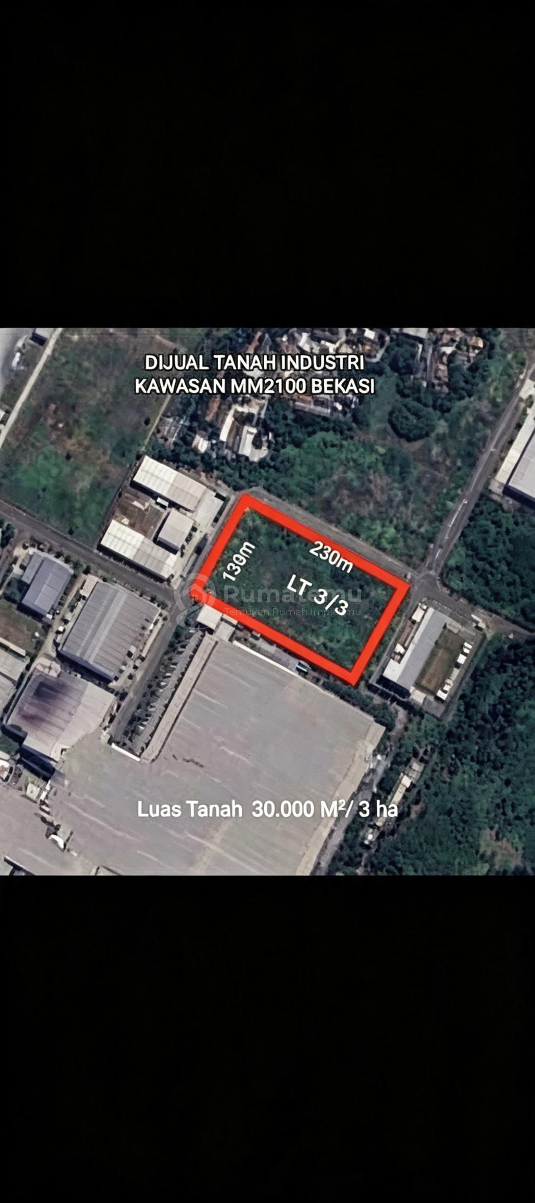 Di Jual Lahan industri dengan luas 30.000 m² atau 3 Hektar di kawasan industri MM2100