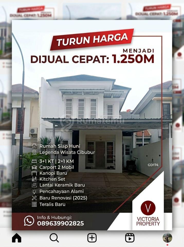 TURUN HARGA rumah siap huni di Legenda Wisata Cibubur