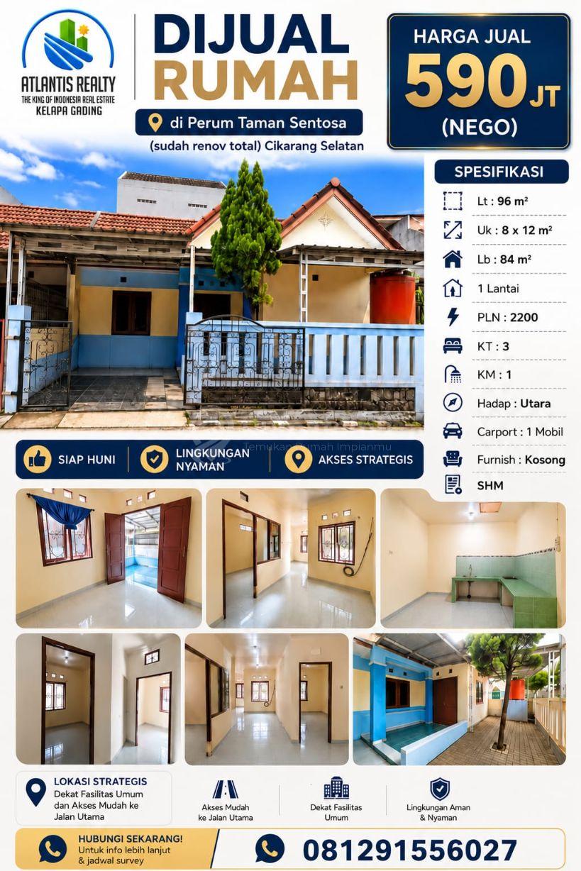Dijual Rumah di perum Taman Sentosa, Cikarang