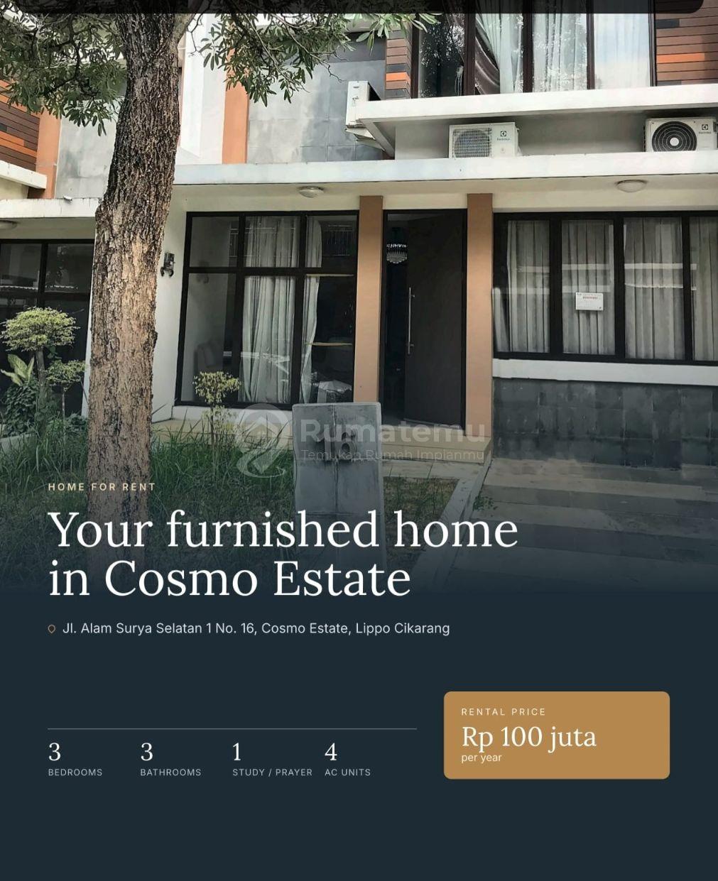 Lippo Cikarang-Cosmo Estate Rumah Disewakan