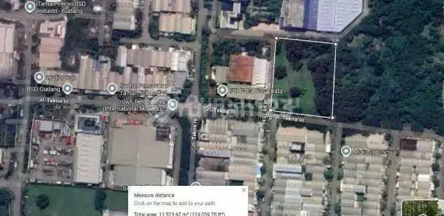 Kavling Gudang, Industri dan Komersial di Pergudangan Taman Tekno Bsd City Luas 1 Hektar (10.877 M2) Harga 15Juta Nego