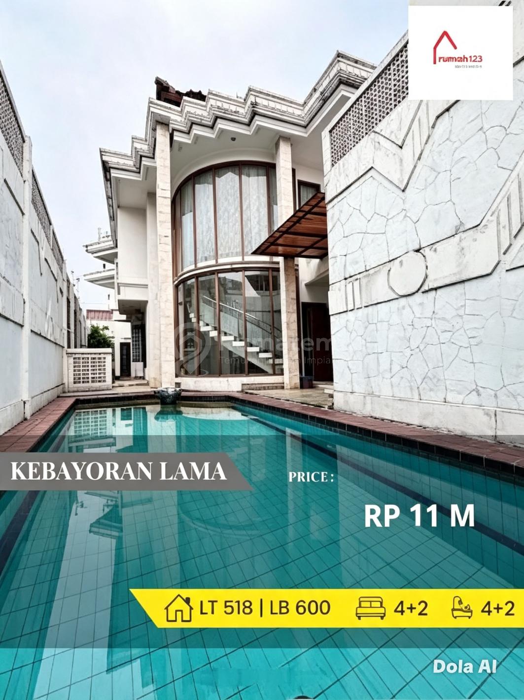 Dijual town house semifurnished + swimming pool di Kebayora Lama, Grogol Selatan