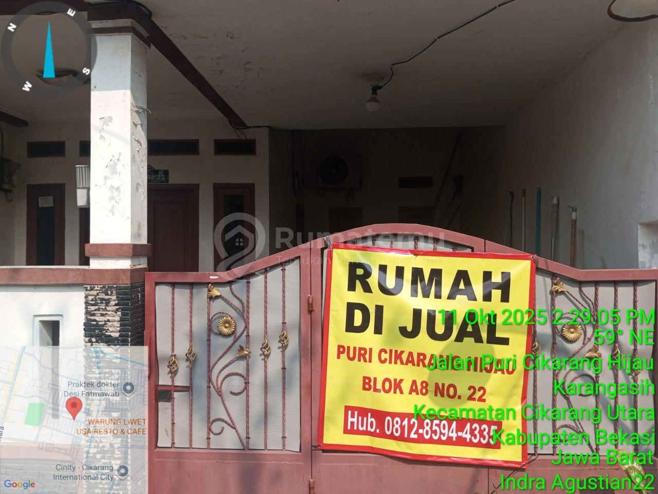 Dijual rumah hook perumahan puri Cikarang hijau blok A8 No 22 ebony lV 