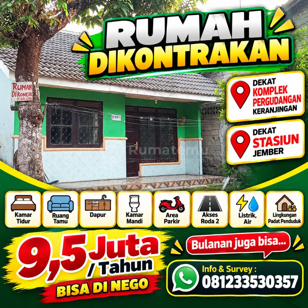RUMAH DIKONTRAKKAN. DEKAT KOMPLEK PERGUDANGAN SUMBERSARI