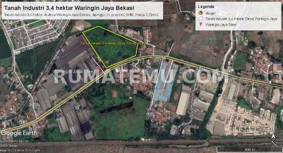 Dijual LAHAN INDUSTRI di pinggir Jalan utama Jln. Raya Rengas Bandung (Jln. Raya Bekasi-Karawang) Luas 3,4 Hektar Legalitas SHGB Harga Rp 3,9 juta/m2 Lebar muka lahan nempel jalan -+100m Kontur Lahan Kosong Darat, ada bbrp Eks bangunan Kantor
