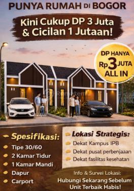 Rumah Subsidi Bogor Dekat IPB Cicilan 1 Jutaan Flat