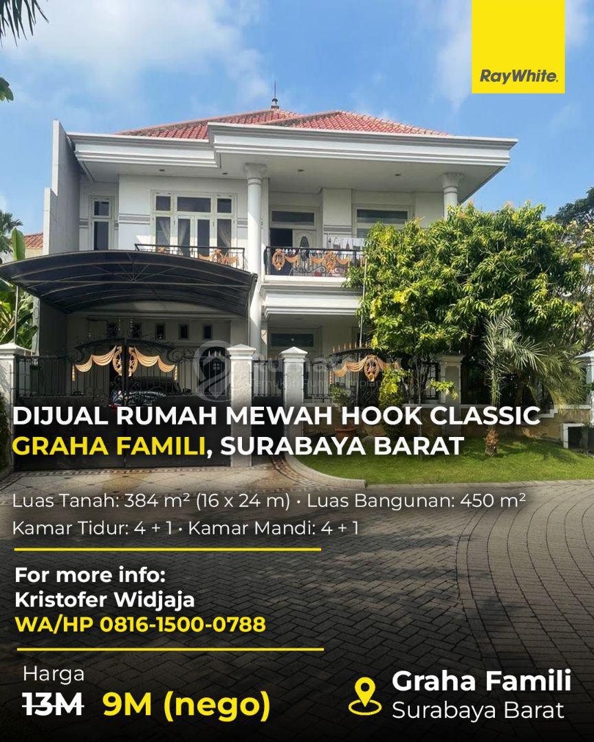 Dijual Rumah Hook Graha Famili Surabaya Siap Huni Ada Kolam Koi SHM