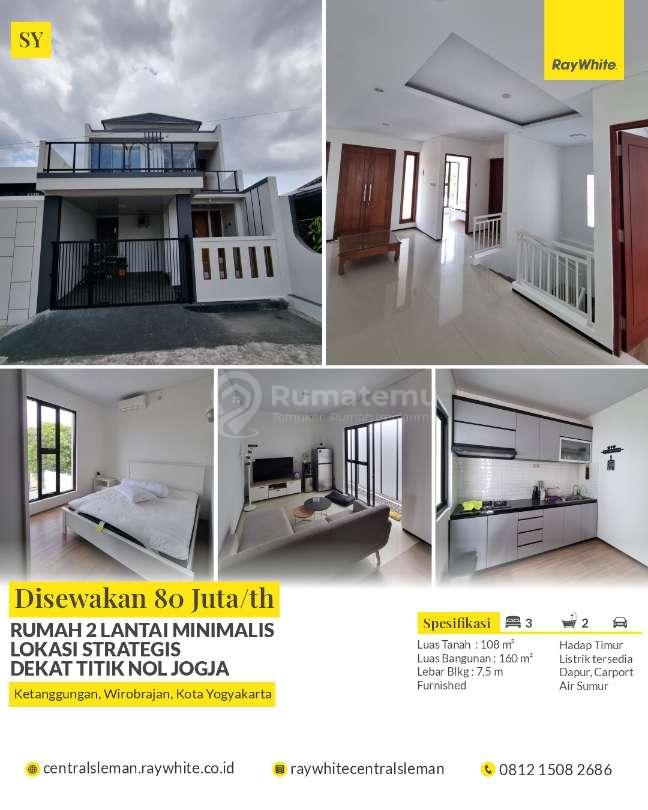 DISEWAKAN RUMAH 2 LANTAI MINIMALIS LOKASI STRATEGIS DEKAT TITIK NOL JOGJA