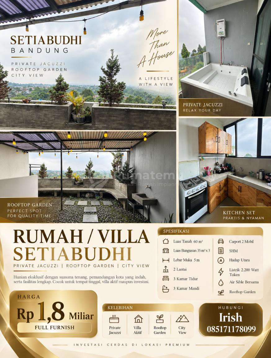 SETIABUDHI BANDUNG — VILLA 3 KAMAR DENGAN PRIVATE JACUZZI & ROOFTOP GARDEN
