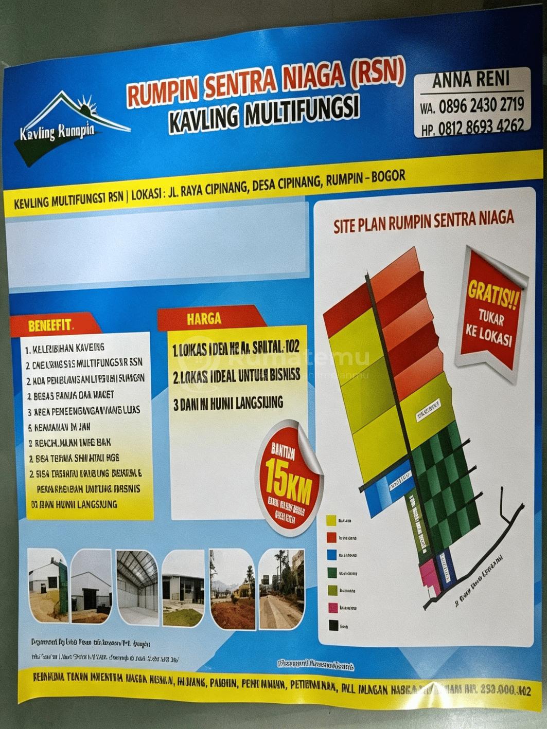 Dijual Kavling Rumpin Sentra Niaga (RSN) Multiguna