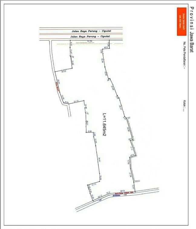 Jual tanah komersil 1.1 hektaran dibawah Njop di Jl. Raya Parung, Bojongsari Lama