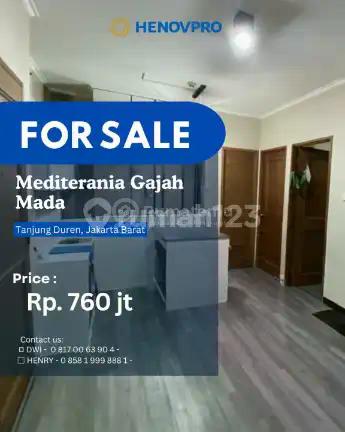 Dijual Apartemen Mediterania Gajah Mada Tower B Lantai Tinggi Tipe 2 Bedroom Full Furnished Interior Premium