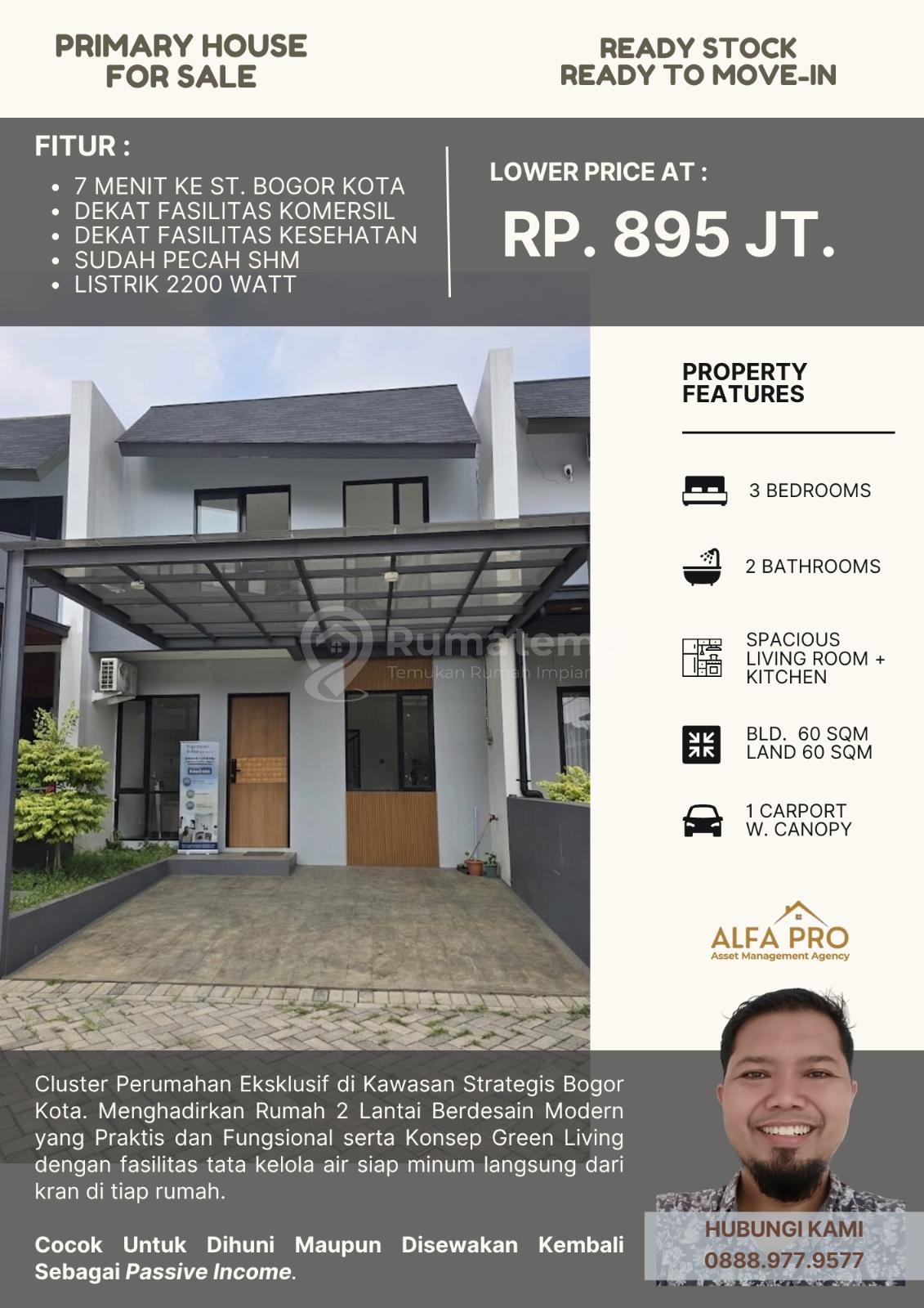 Dijual Rumah 2 Lantai Tropis Modern Lokasi Strategis Sat-set! di Dekat Stasiun KRL Bogor Kota