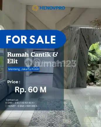 Dijual Rumah Cantik Lokasi Tenang dan Elit di Menteng Jakarta