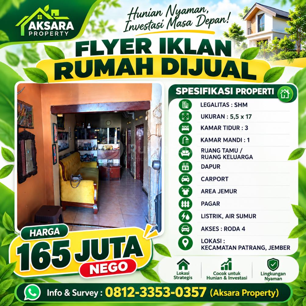 Rumah Dijual Murah. Kreongan Jember