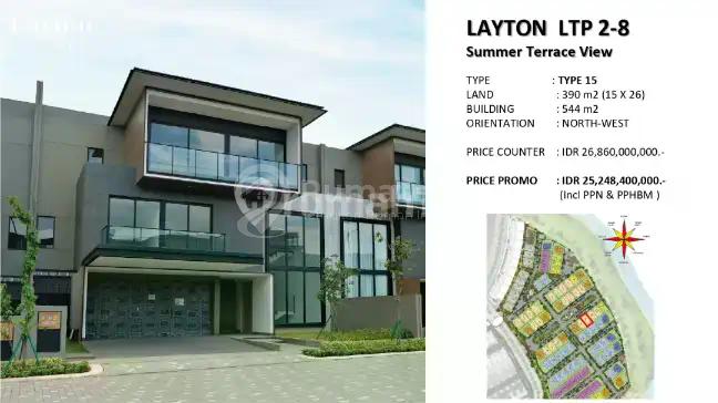 Rumah Keluarga Mewah Siap Huni Layton Navapark Bsd - 3 Lantai Plus Lift 5+1 Bedroom di Lingkungan Asri dengan Botanical Park 10 Ha, Dekat Sekolah Internasional & Mall