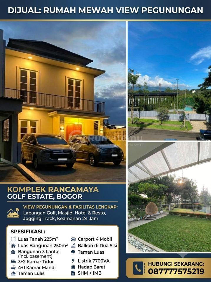 ​[VIEW PEGUNUNGAN] Rumah Mewah 3 Lantai SHM @ Rancamaya Golf Estate Bogor – 4,8M (Nego)