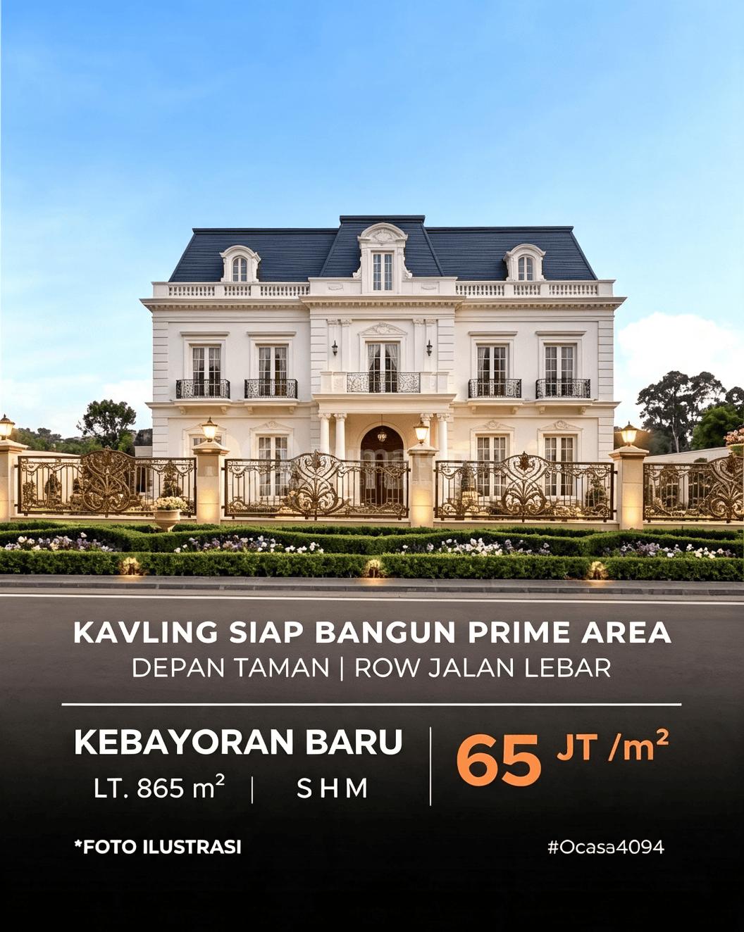Kavling Tanah Luas Depan Taman Dengan Lingkungan Tenang, Asri, dan Rindang di Martimbang Kebayoran Baru Jakarta Selatan