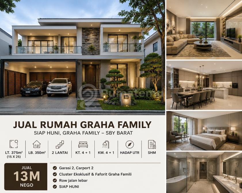 Rumah Graha Family Bagus SHM 2 Lantai Minimalis Luas 15x25