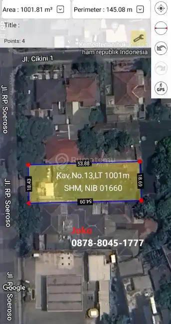 For Sale:  Tanah Komersial bisa 8 Lantai Jl. Soeroso, Cikini, Menteng, Jakarta Pusat