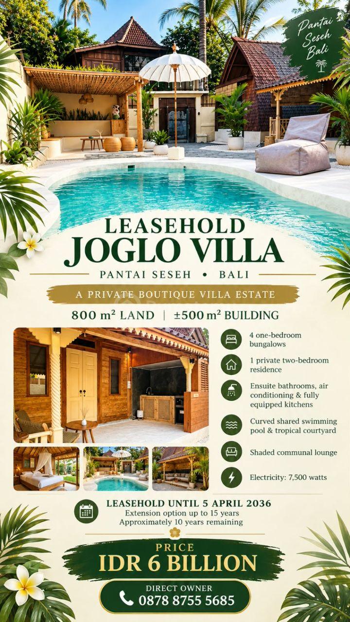 Leasehold joglo villa on pantai seseh, cemagi