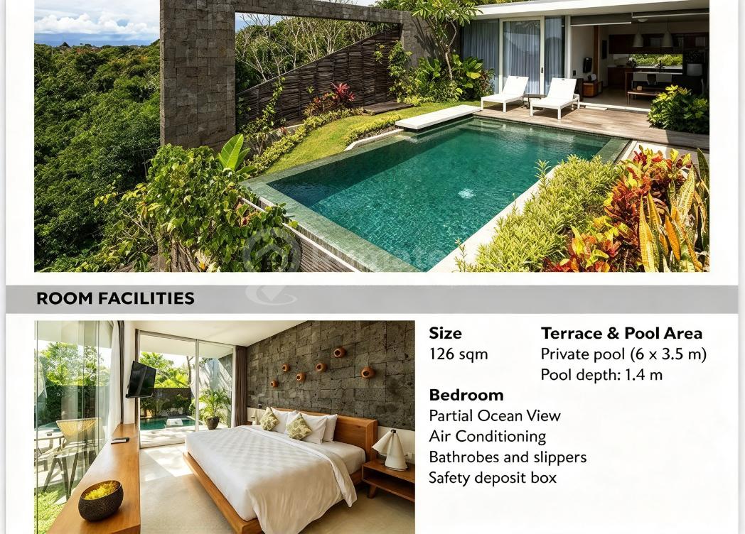 Dijual Hideaway Villas Uluwatu Pecatu Bali Shm Exclusive Lt 126/93M2, View eksklusif dan lokasi strategis.