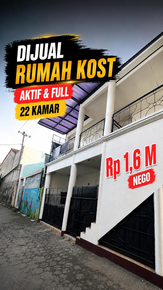 ROI 10% !! Rumah Kost Aktif 22 Kamar Di Cibiru Dekat UPI Bandung