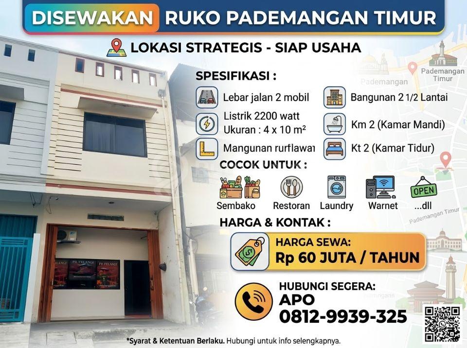 Disewakan ruko pademangan