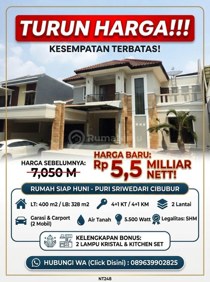 TURUN HARGA!!!  Jual Rumah Siap Huni Puri Sriwedari Cibubur
