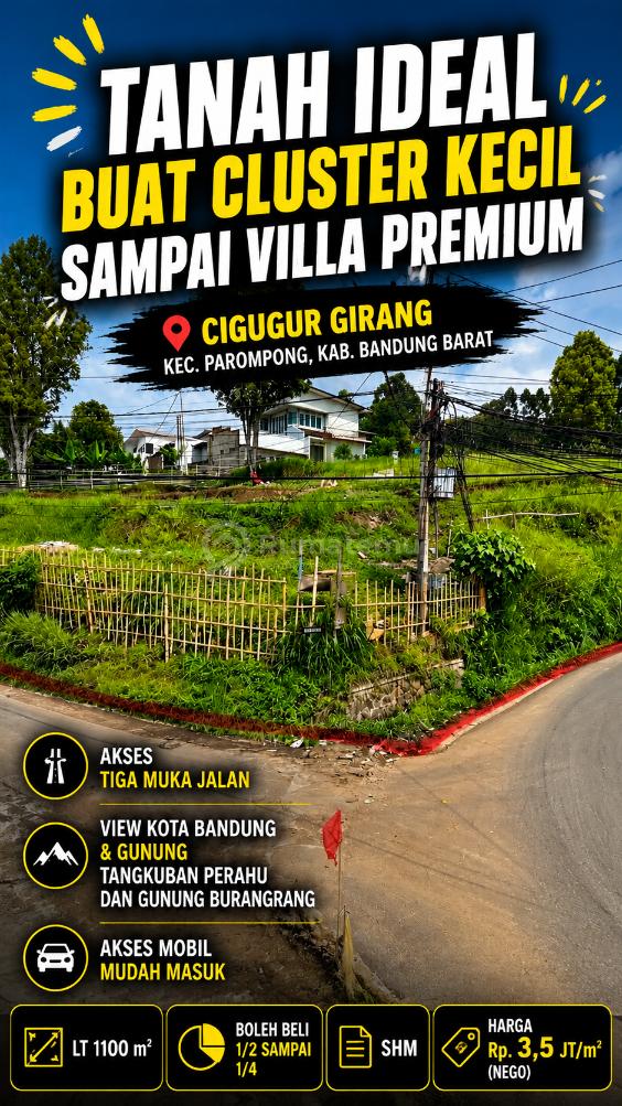 Tanah Siap Bangun Cigugur Girang Dekat Ciwaruga Bandung
