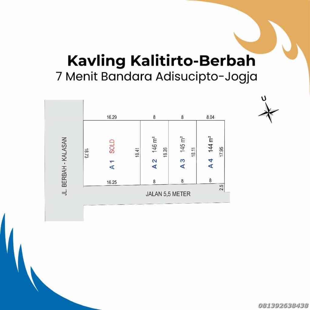 Tanah 1 Menit SMK Yapemda Berbah Jogja SHM Cocok Untuk Rumah atau Kos