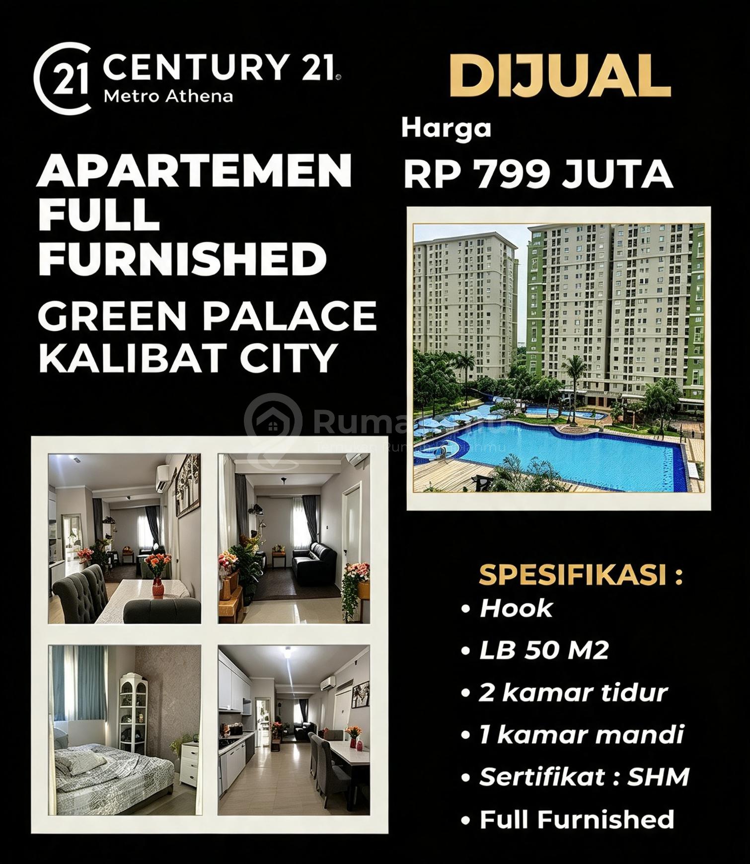Dijual Apartemen Green Palace Kalibata City- Full Furnished,Shm Lokasi Strategis