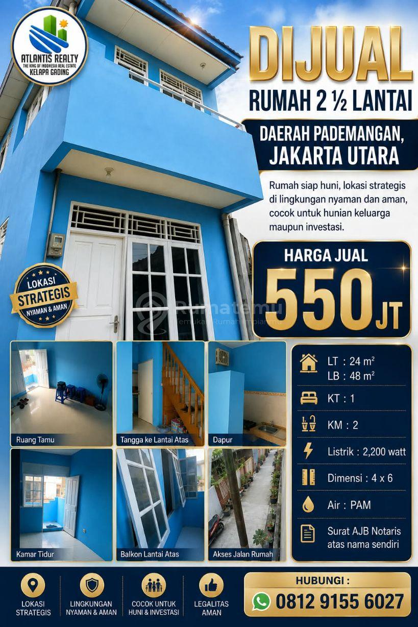 Rumah 2 ½ lantai daerah Pademangan