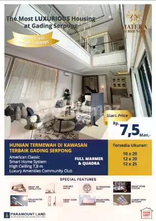 Dijual rumah contoh Matera, desain luxury, di gading serpong, Matera Residence, spek high class, ready