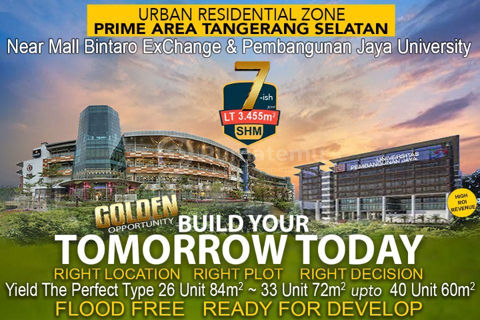 Tanah KDB 2.4185,7m² siap bangun LT 3.455m²  Tangerang selatan dekat mall Bintaro ExChange dan Universitas Pembangunan Jaya 