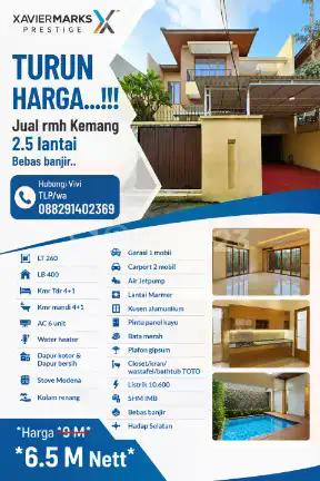 Turun Harga Dijual Rumah Kemang 2,5 Lantai Bebas Banjir Jakarta Selatan