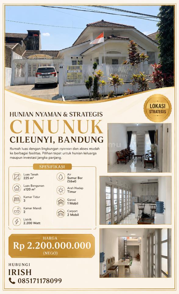 Hunian Luas di Cinunuk Cileunyi Bandung – Lokasi Strategis, Nyaman & Bernilai Investasi
