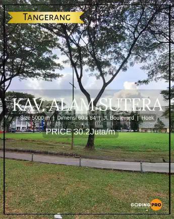 Alam Sutera [TANAH] Komersial Dijual Boulvd Raya-3 Muka &2 Jalan