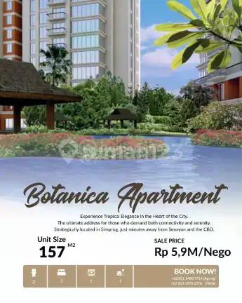 Dijual Cepat! Botanica Simprug 2Br 157 M2 Low Floor & Pool View