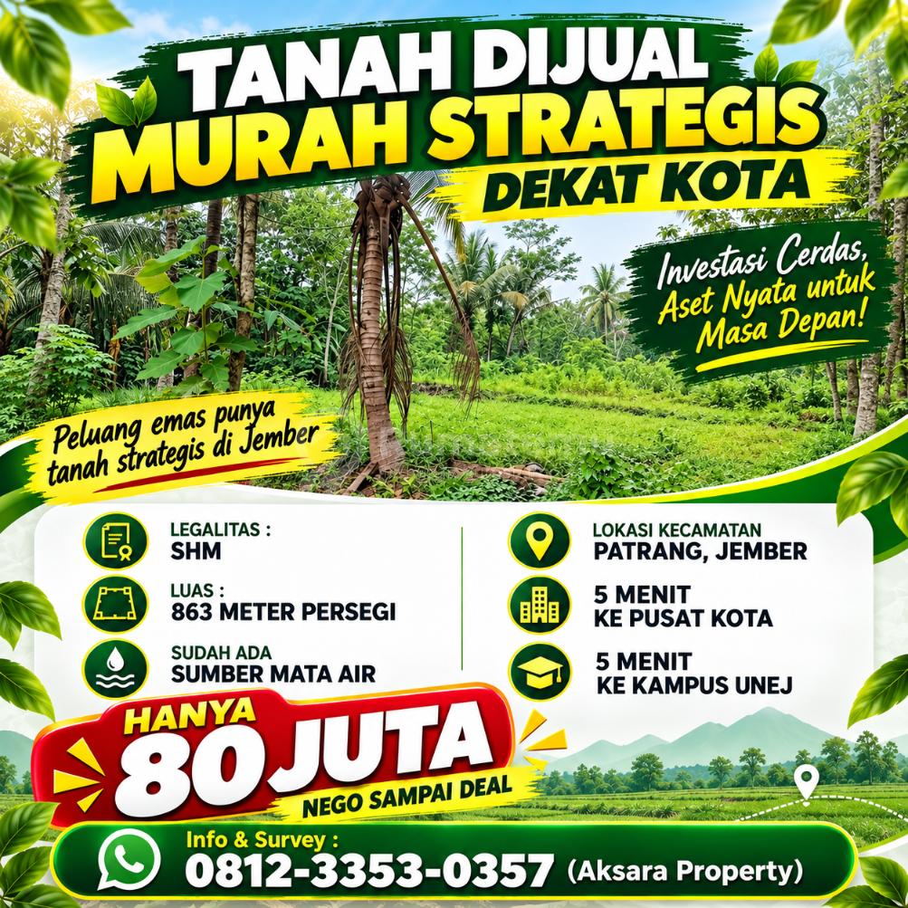 TANAH PERTANIAN DEKAT SUMBER AIR. SLAWU JEMBER
