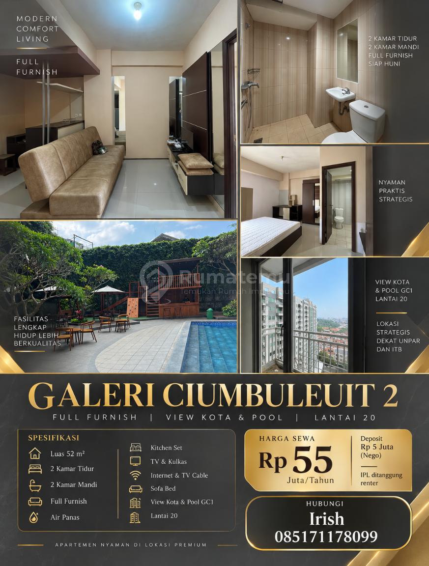 GALERI CIUMBULEUIT 2 — LANTAI 20, FULL FURNISH DENGAN VIEW KOTA & POOL