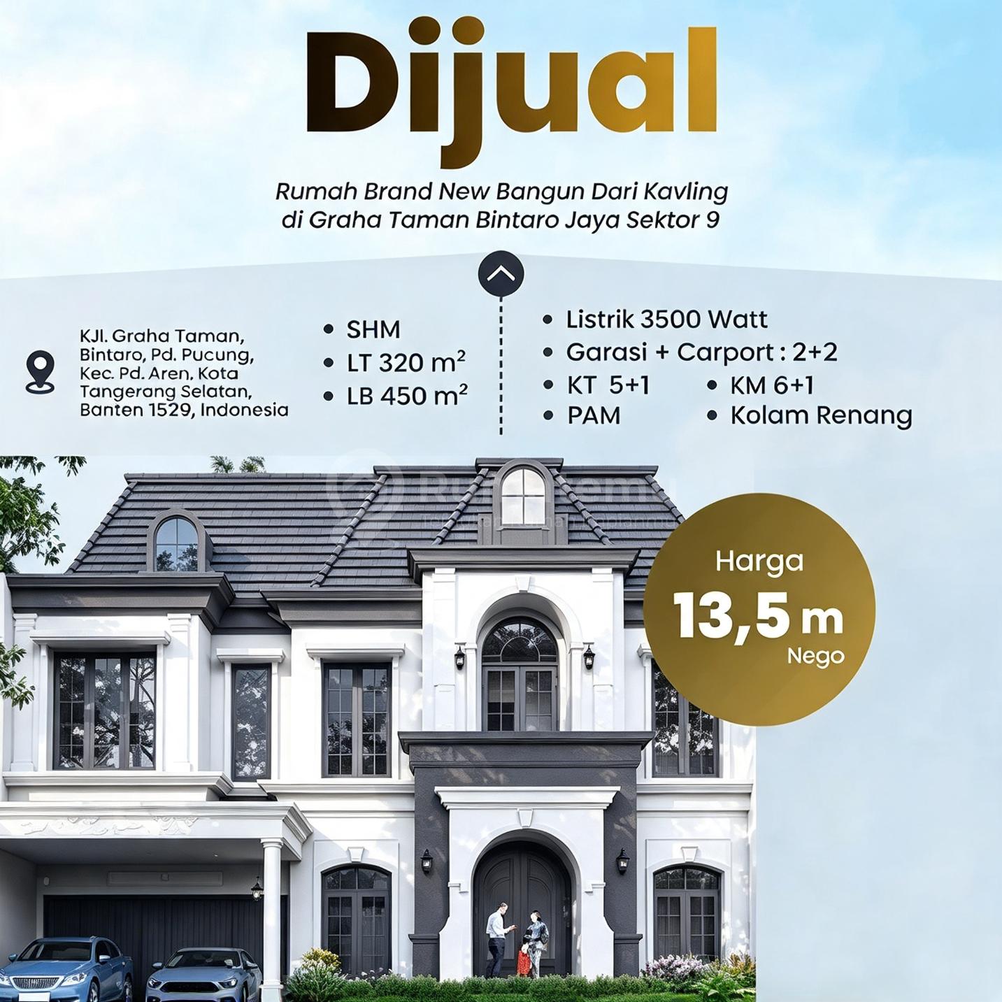 Dijual Rumah SIap Huni Brand New di Graha Taman Bintaro Jaya Sektor 9