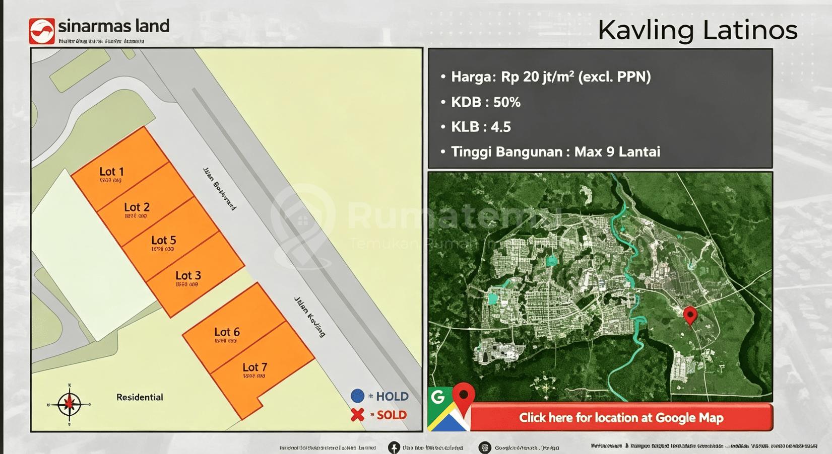 Kavling Komersial Kotak Latinos Business District Bsd City Di Lokasi Strategis Dan Ramai Sangat Cocok Untuk Exposure Usaha Apa Saja, Dilewati Ribuan Kendaraan Setiap Hari Tersedia 6 Kavling Dari Luas 811m2 Sampai 994m2 Harga 20juta Permeter