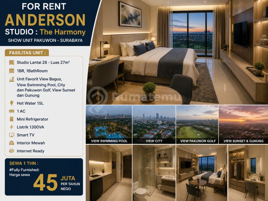 Sewa Apartemen Anderson Studio Furnish Bagus Show Unit Pakuwon