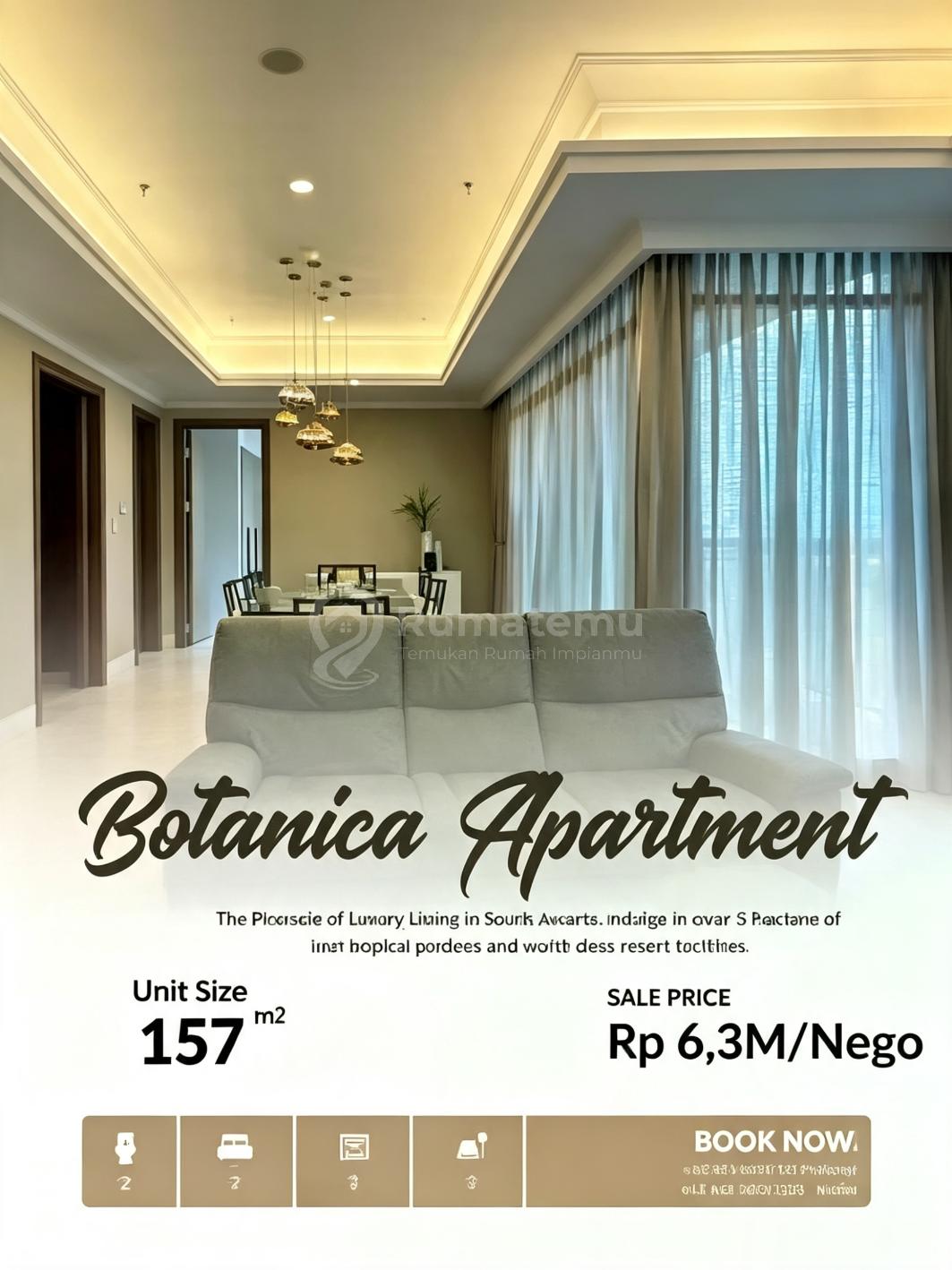 Jual Botanica 2Br Pool View, Unit Terawat & Siap Huni