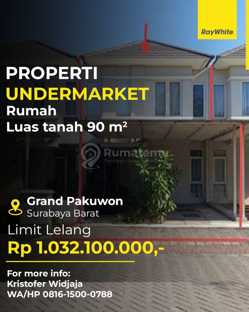 Dijual Rumah Aset Lelang Grand Pakuwon Surabaya Barat LT 90m2 SHM