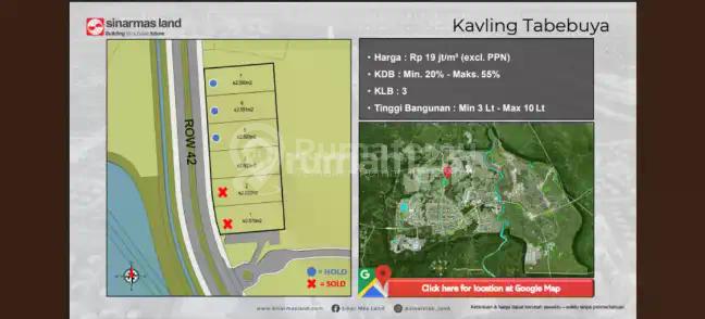 Kavling Komersial Tabebuya BSD City Strategis Jalan ke Gading Serpong 20 Juta Permeter Seberang Danau Vanya Park