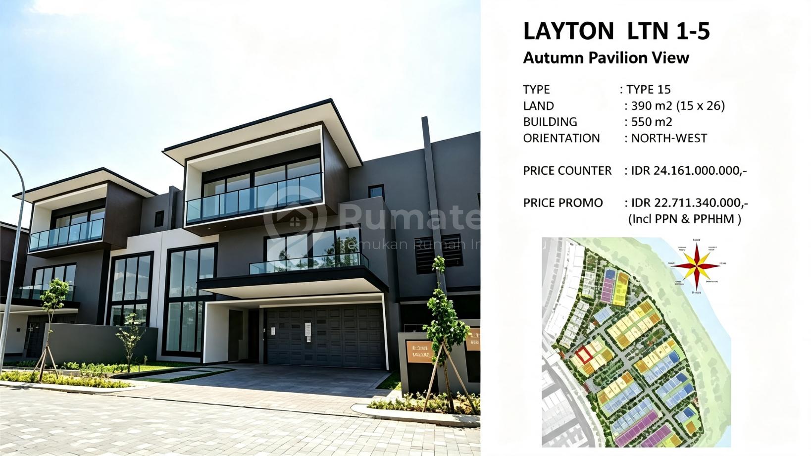 Investasi Properti Mewah Bsd - Last Ready Stock Layton Navapark 3 Lantai Plus Lift, Cluster Termewah dengan Roi Tinggi di Kawasan Cbd Bsd Dekat Aeon Mall & Tol umah 3 lantai desain P&T