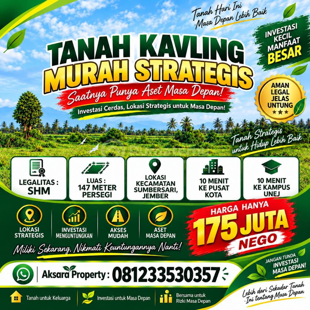 TANAH KAVLING. SUMBERSARI JEMBER